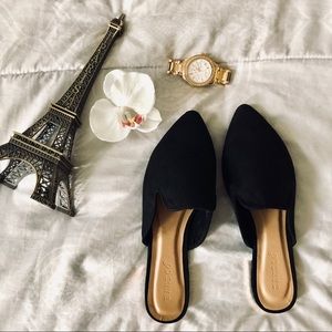 Black suede flats